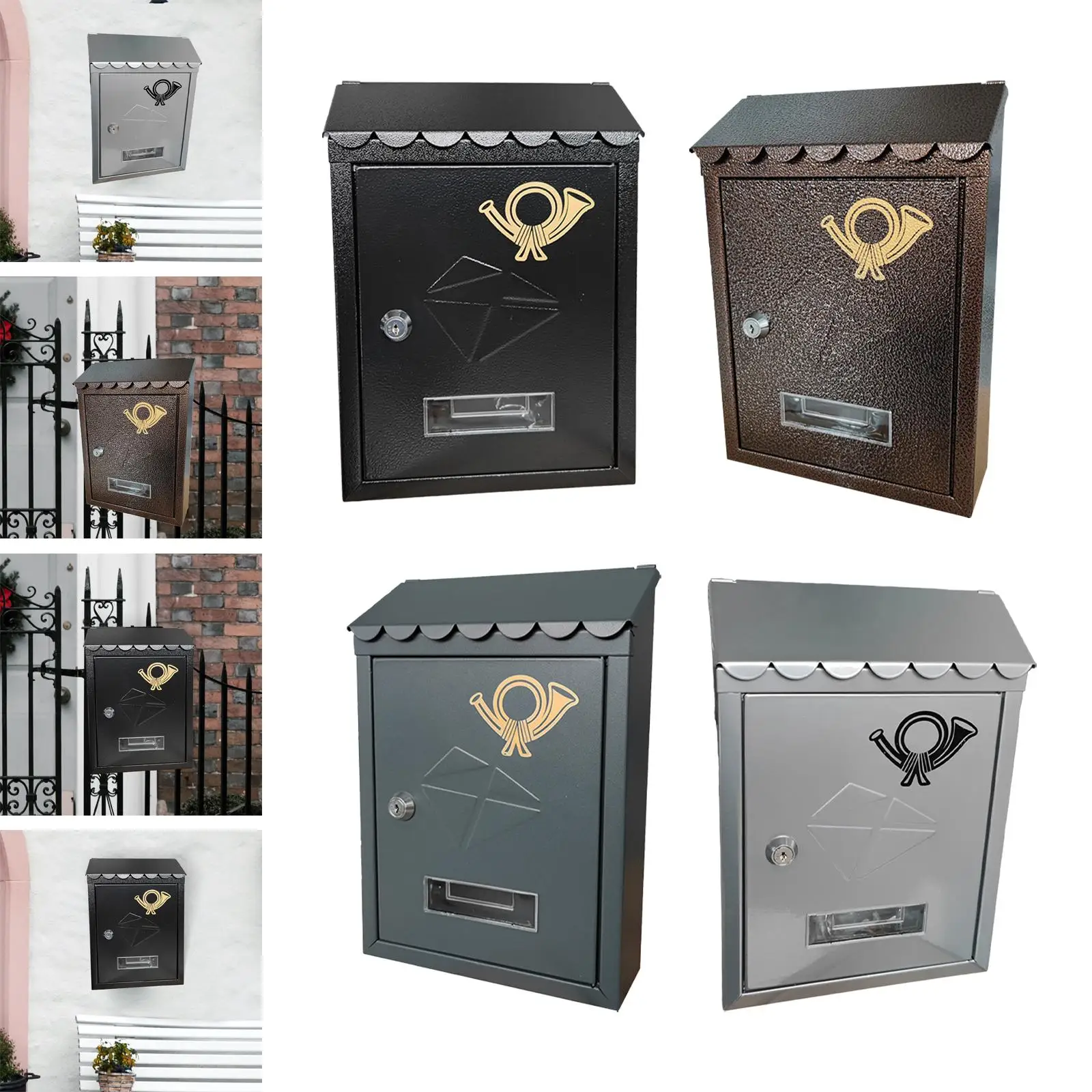 Wall Mount Mailbox Letterbox Front Door 21.5x7x30cm Outside Office Decorative