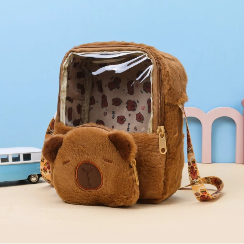 New Cute Shoulder Bag Casual Cartoon Capybara Plush Backpack Students School Bag Couple Crossbody Bag