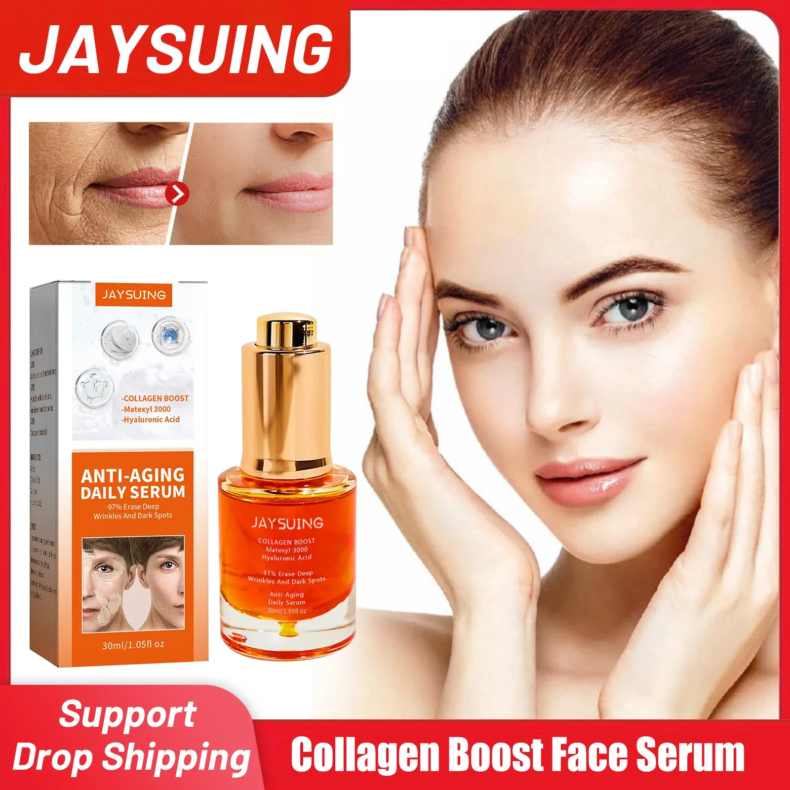 Collagen Boost Face Serum Anti Aging Dark Spot Corrector Wrinkles Removal Tightening Lifting Brightening Hydrating Essence 30ml