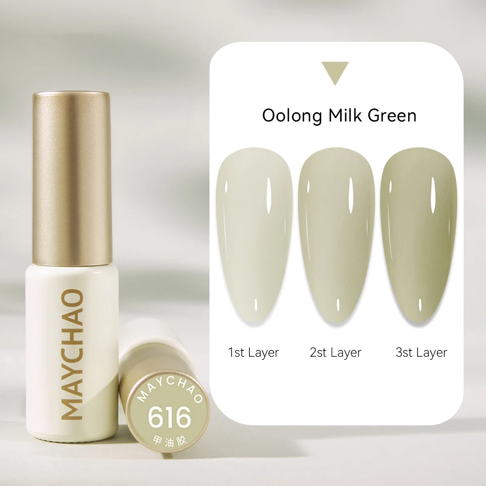 MAYCHAO Oolong Milk Green Jelly Gel Nail Polish 5ML Transparent Nude Gel Polish Sheer Soak Off LED DIY Gel Nail Manicure