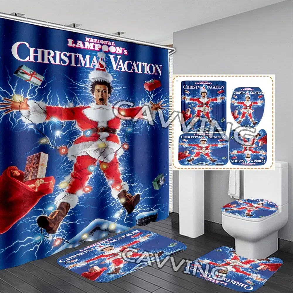 NATIONAL LAMPOONS CHRISTMAS VACATION 3D Print Shower Curtain Waterproof Bathroom Curtain Anti-slip Bath Mat Set Toilet Rugs Mat