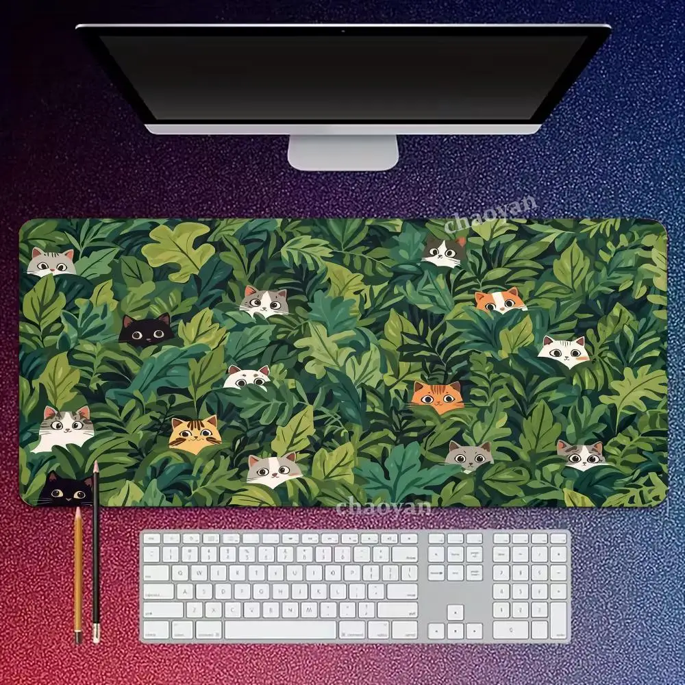 

Many cats Mouse Pad green Large Computer Office Game Table Mats XXL Rubber Anti-slip Gaming Keyboard Mousepads Long Desk Pads