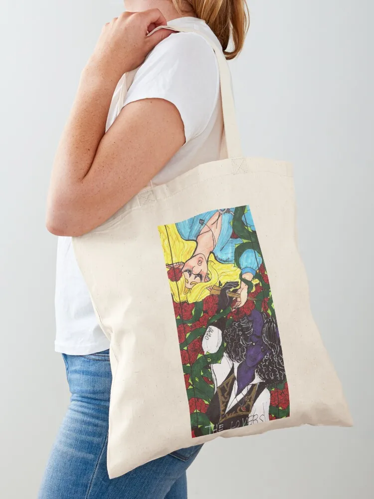 

DND TAROTS - THE LOVERS Tote Bag canvas bags cute pouch bag Portable shopping bag canvas shopping