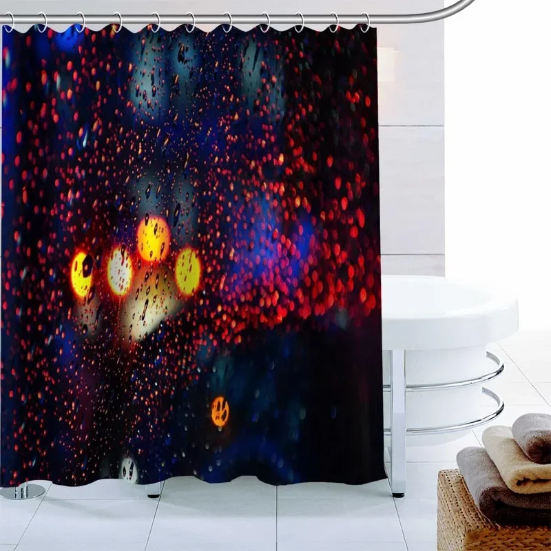 Modern Raindrops Shower Curtain Decor Waterproof Polyester Fabric Bath Curtain 180X180cm Eco-friendly Bathroom Curtain