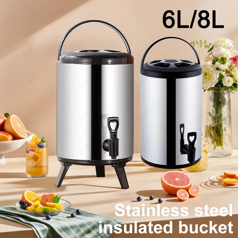 

Insulated Beverage Dispenser 6L 8L Stainless Steel Keeps Drinks Hot or Cold for Milk Tea Home Kitchen Parties Coffee Tumbler