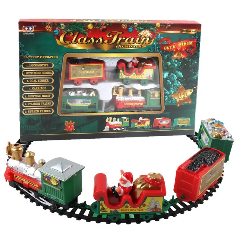 Exquisite Christmas Train Set Electric Railway Tracks Toys Xmas Track Puzzle Gift Toys For Kids Birthday Christmas Party Gifts