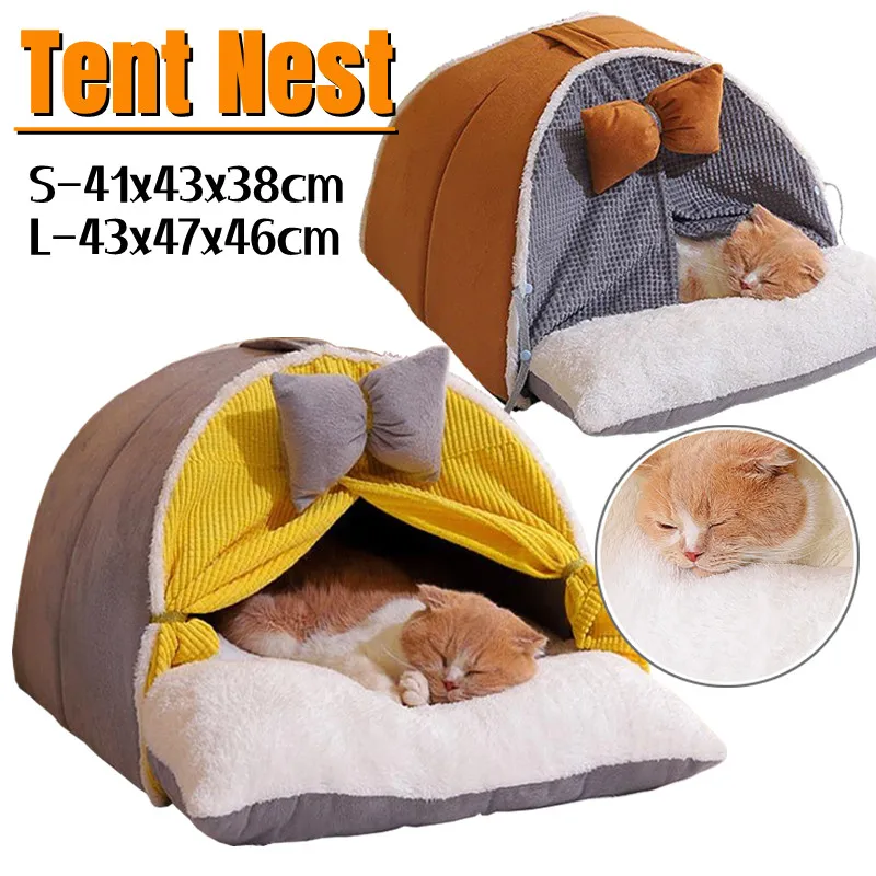 

Semi-Enclosed Cat Kennel Universal Cat Bed Tent Kennel Mattress Cute Decorative PP Cotton Filling Warm Breathable All Seasons