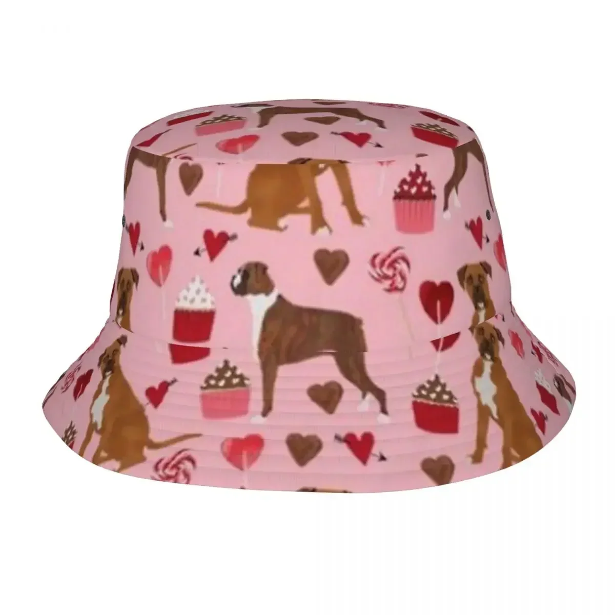 BOXER VALENTINE'S DAY Bucket Hat Panama For Kids Bob Hats Outdoor Hip Hop Fisherman Hats For Summer Fishing Unisex Caps