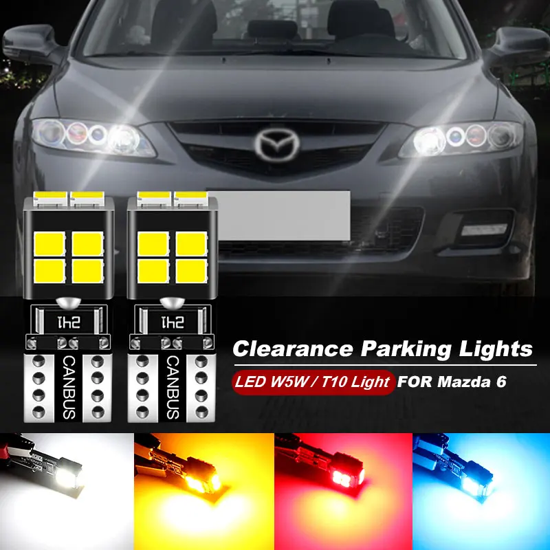 2pcs For Mazda 6 GG,GH,GJ 2002 2003 2004 2005 2006 2007 2008 2009-2018 T10 W5W LED Clearance Side Marker Parking Lights Bulbs