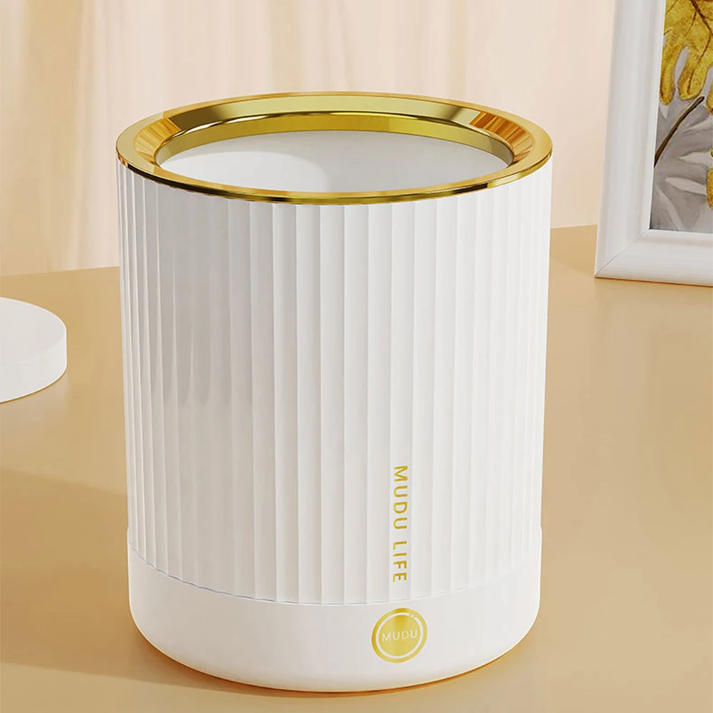 Desk Mini Trash Can Light Luxury Style Trash Bin Waste Basket Desktop Countertop Makeup Tabletop Trash Can Little Plastic Bin