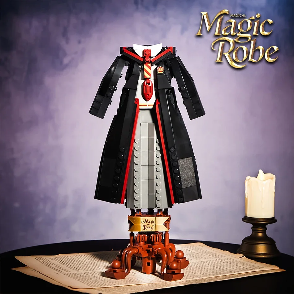 MOC Zauberer Mitarbeiter Waffen Bausteine Spielzeug für Kinder Geschenke Magie Akademie Uniform Robe Scroll Modell Ziegel Ornamente Montage