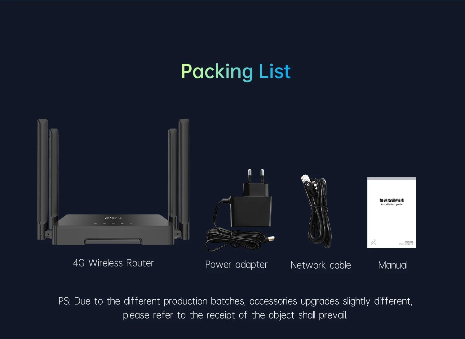 Plery wifi4 4g roteador 300mbps lte roteadores tipo-c/dc potência roteador sem fio 4*5dbi antenas nano cartão sim 4g para com fio/wifi cat.4