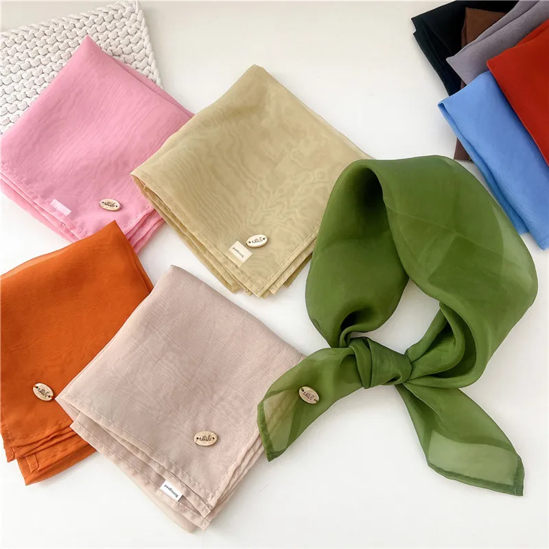 67cm Breathable Lightweight Square Scarves Kerchief Headscarf Scarf Neckerchief Neck Wraps Hair Ribbon Band Headband for Women