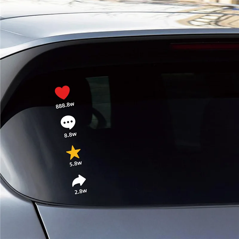 

1Pc Funny Car Sticker Social Media Like Comment Share Favorite Decals Creative Rear Window Personalized Decor Waterproof Vinyl