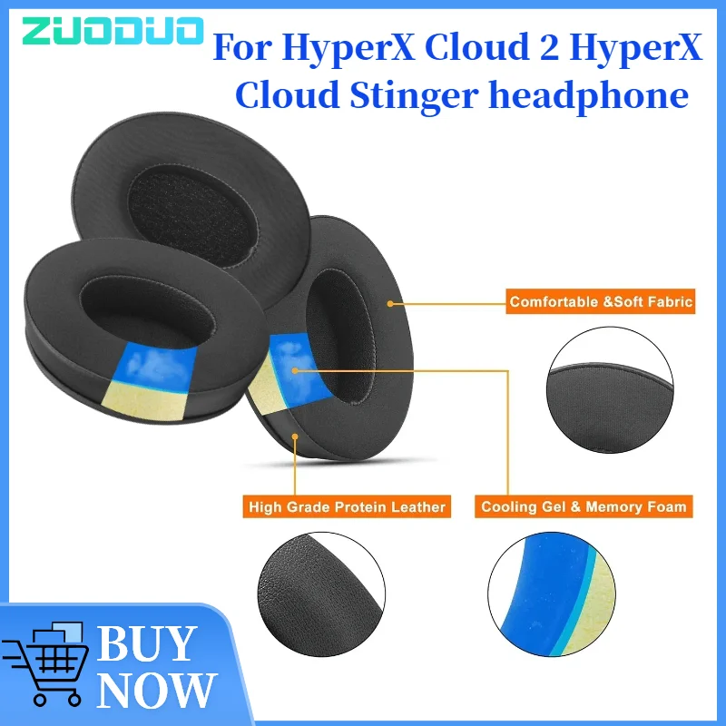 

ZUODUO Replacement Cooling Gel Ear Pads For HyperX Cloud 2 HyperX Cloud Stinger Gaming Headphones