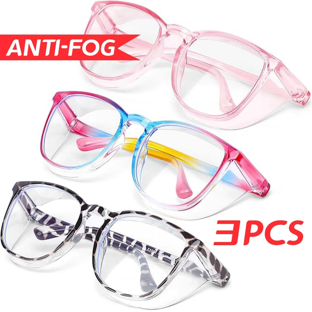 

3PCS Anti-Fog Safety Glasses Blue Light Blocking Anti-Pollen Eye Protection Goggles for Men And Women