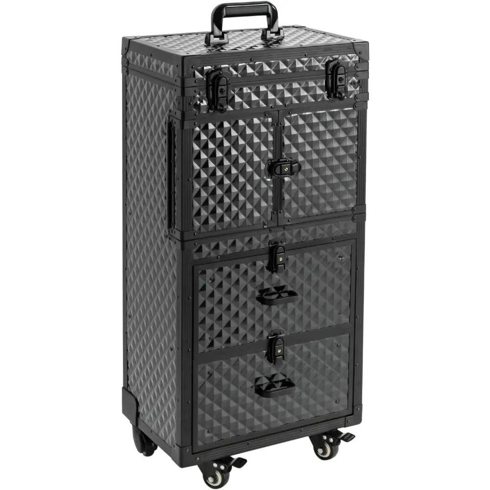 

Rolling Makeup Case Large Storage Cosmetic Trolley, Rolling Lockable Makeup Train Case, Stylist Beauty Salon Cosmetic Luggage Tr