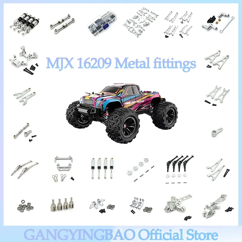 

MJX 16207 16208 16209 16210 Metal Front and Rear Suspension Arm Steering Cup Link Rod Set 1/16 RC Car Upgrade Parts Kit