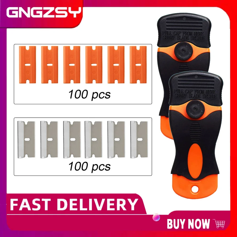 2PCS Car Sticker Film Glue Removal Razor Scraper 200PCS 1.5