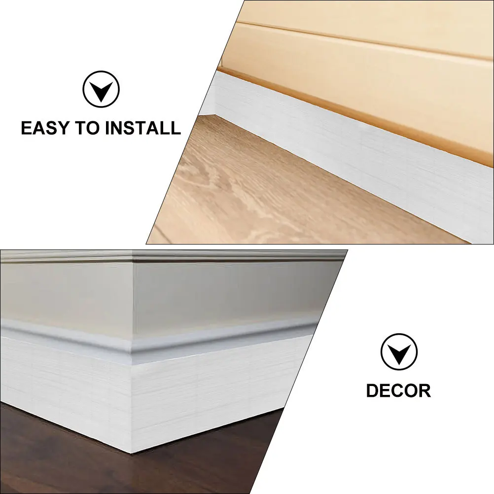 3 Rolls Background Wall Sticker Self Adhesive Flexible PVC Skirting Board Baseboard Trim Covers Durable Wear Resistant Floor