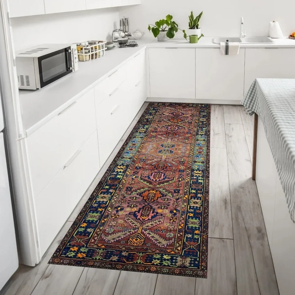 Boho Long Runner Rug Durable Anti Slip Kitchen Mat Traditional Ethnic Frame Millennium Falcon Hall Floor Matc  Corridor Runner