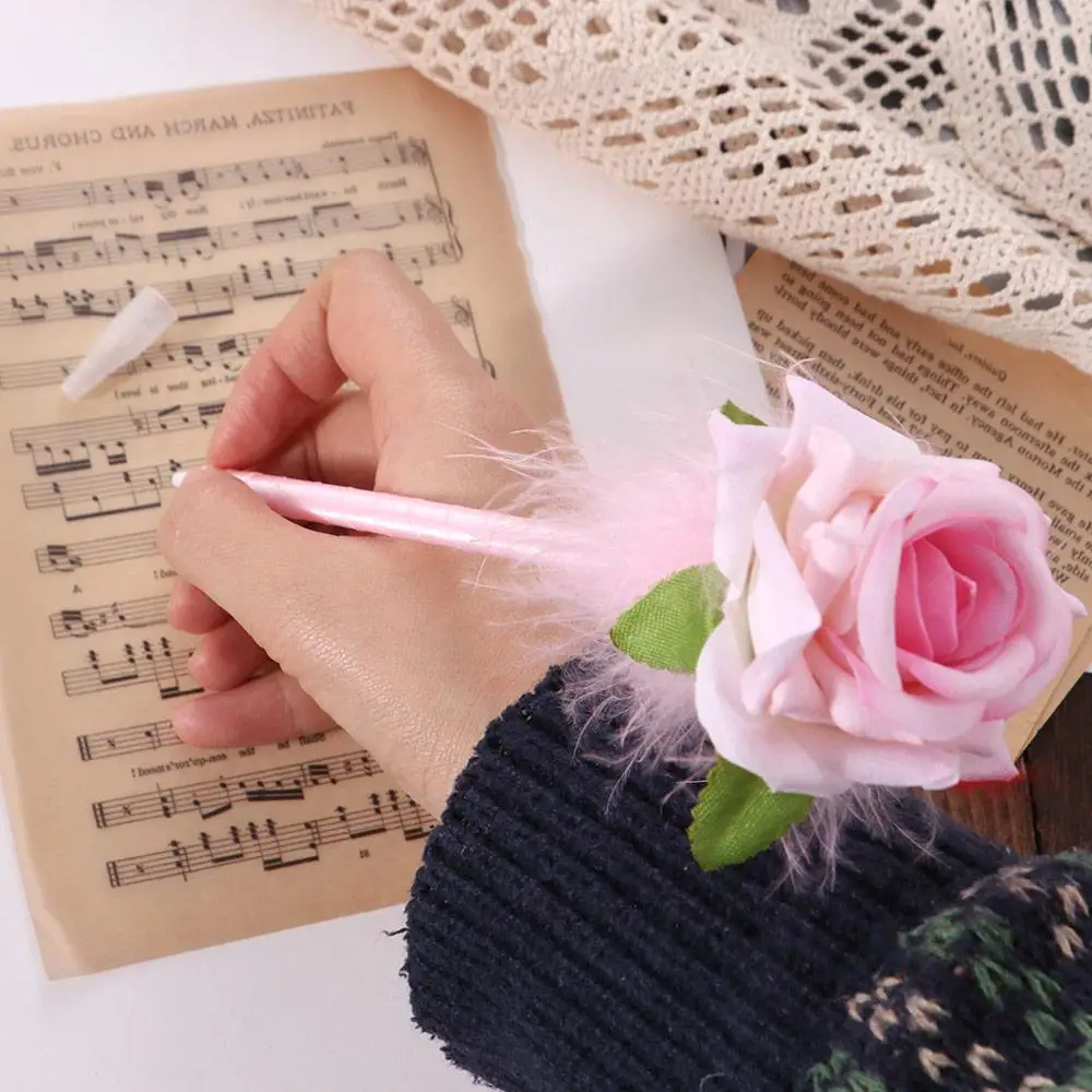 

Cute Best Wishes Rose Flower Ballpoint Pen Teacher's Day Gift Writing Smoothly Neutral Gel Pens Sweet Blue Ink Lovely Pen Ladies