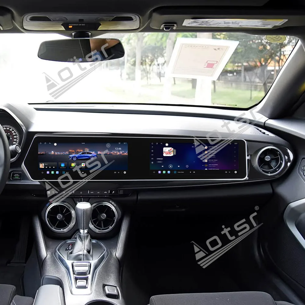 Dual 12.3‑Inch Car GPS Navigation Head Unit For Chevrolet Camaro 2016‑2018,Android Multimedia DualScreen Player,HD Touch Display