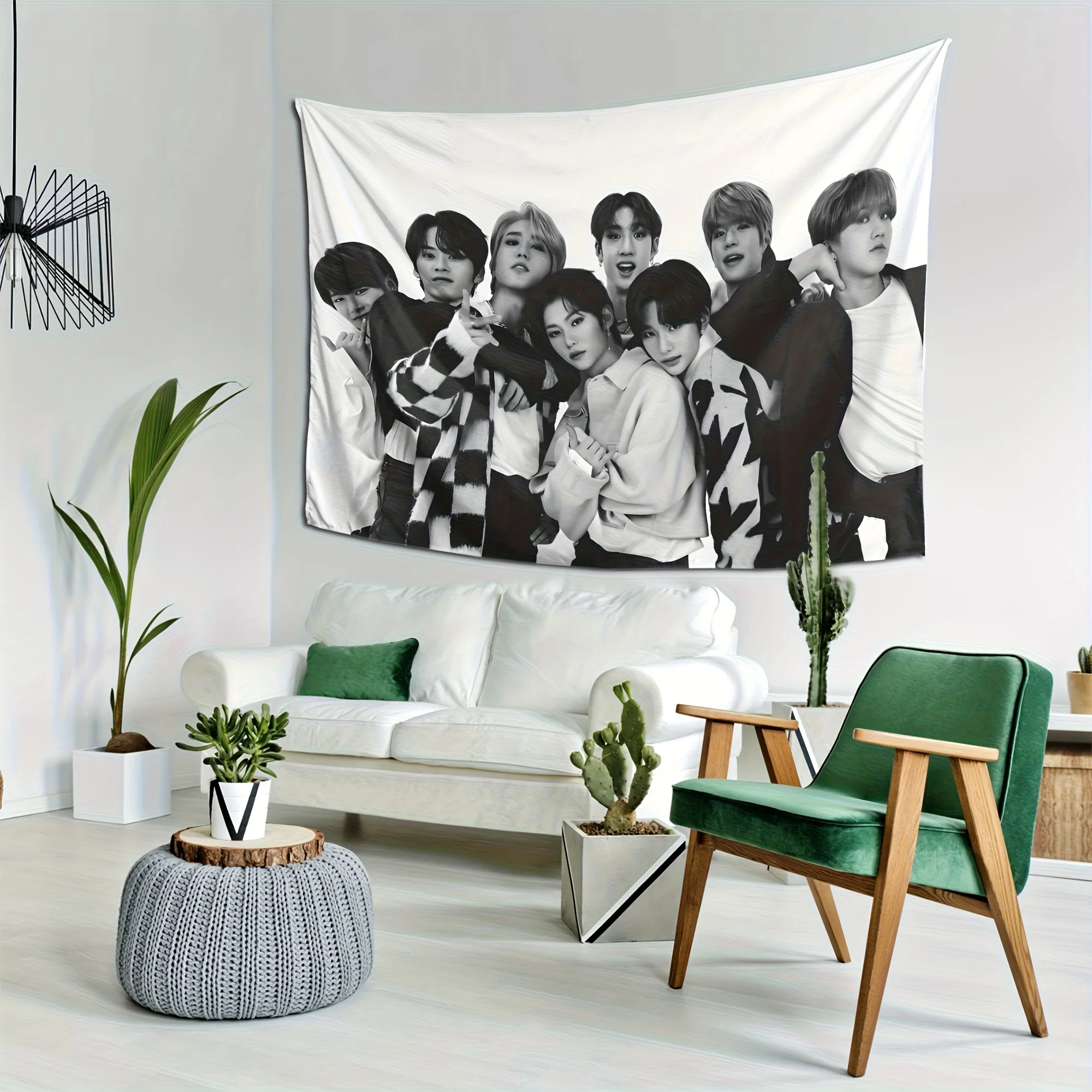 Korean Boy Group Black And White Photo Tapestry Idol Support Background Cloth Star Chasing Decoration Room Decoration