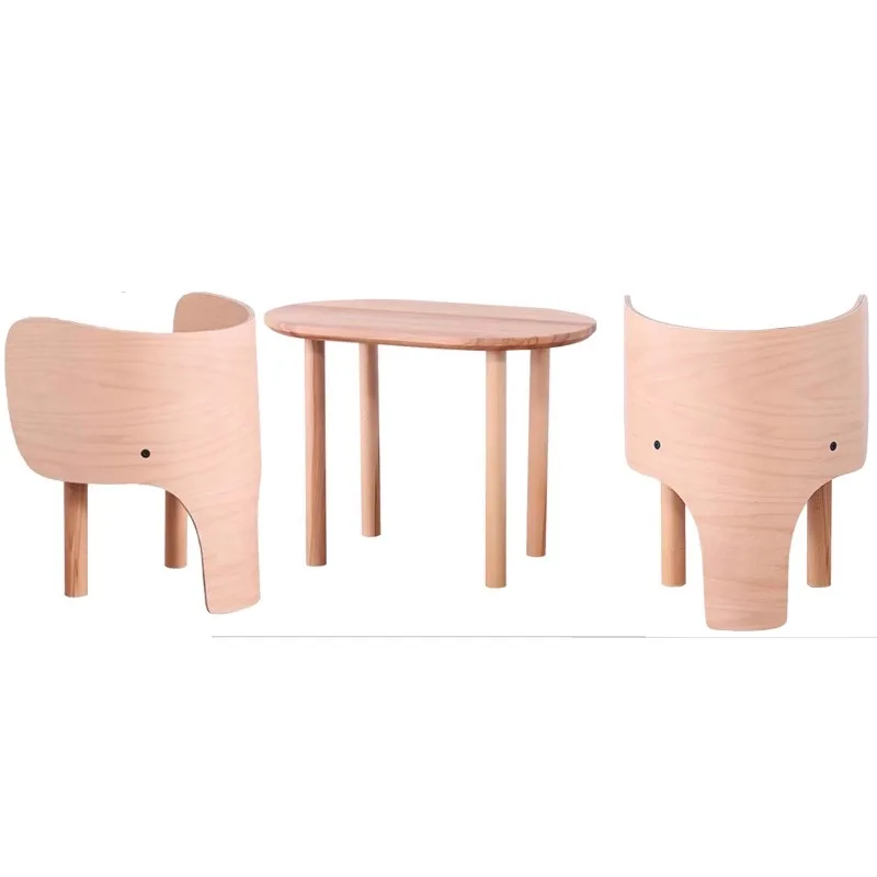 Nordic Table Children's Reading Corner Cartoon Elephant Short Bench Simple Children's Learning Games Baby Toy Tables and Chairs