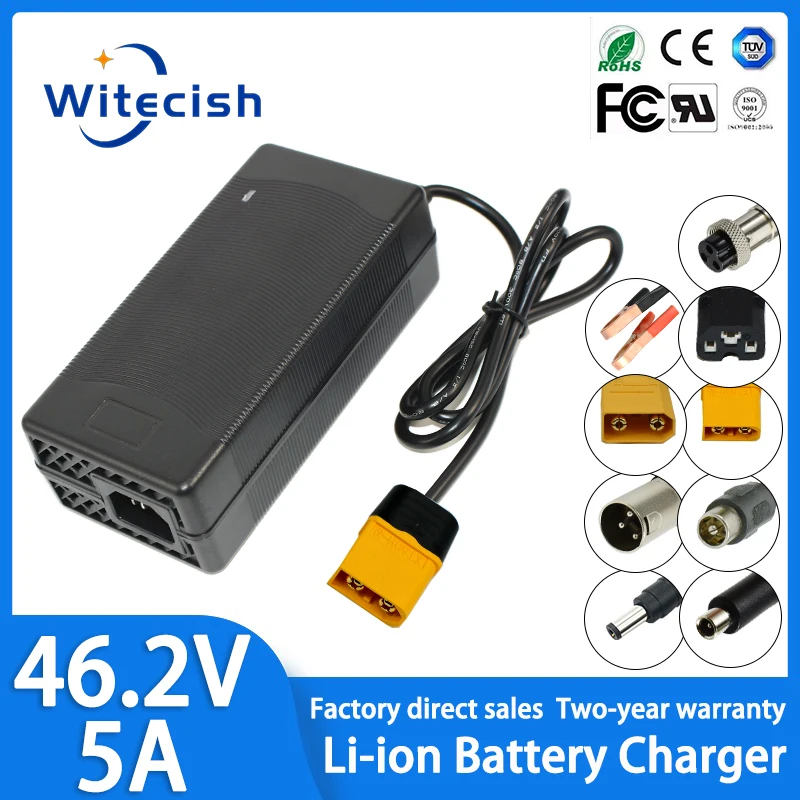 

46.2V 5A Charger Lithium Battery Charger For 11Series 40.7V Li-ion Battery Fast Charger With Fan High-quality connector DC/XT60