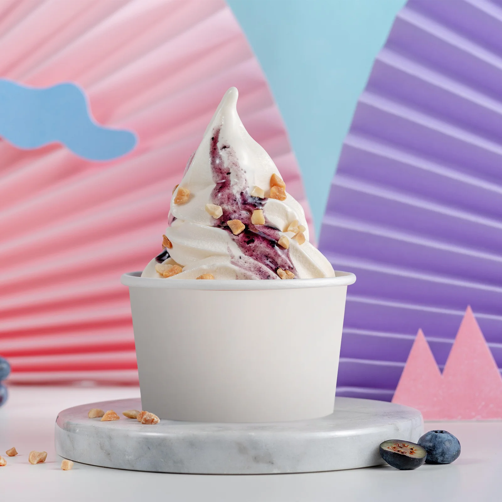 

100Pcs Disposable Ice Cream Cups Leakproof Lid Dessert Containers Simple Design for Jelly Pudding Yogurt Snacks