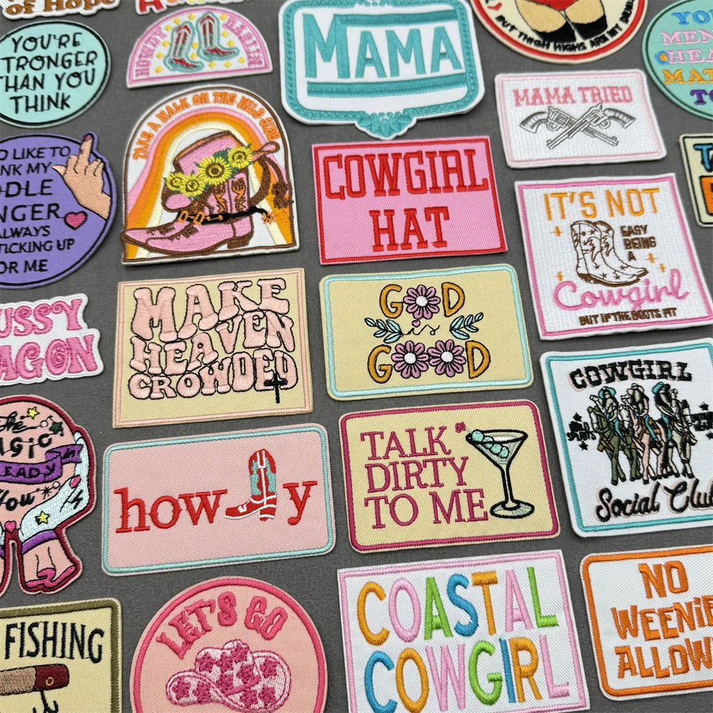 West Cowboys Stickerei Patches auf Kleidung Buchstaben Patch für Kleidung Eisen auf Patches für Kleidung DIY Rucksack auf Abzeichen – Detail 1