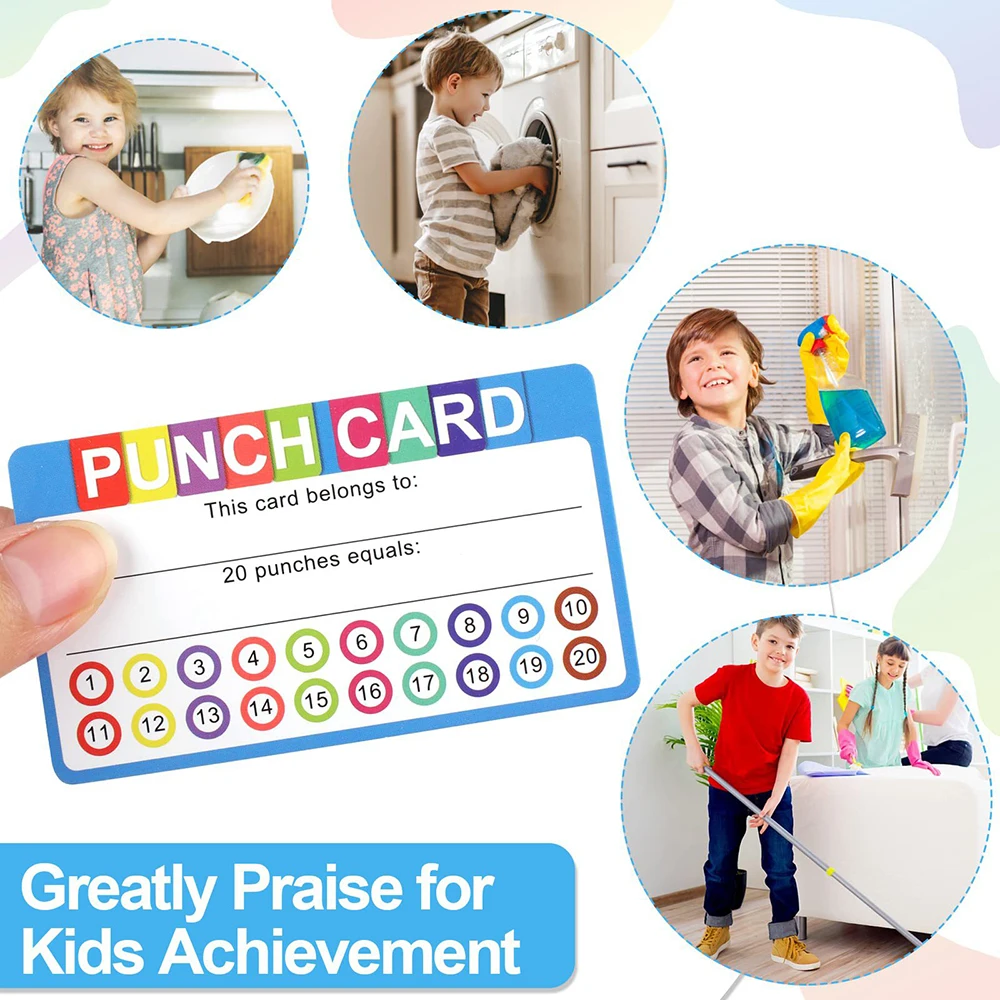 50Pcs Good Habits Develop Punch Cards Record Children\'s Behavior Reward Card Teaching Encourage Kids Classroom Motivational Card