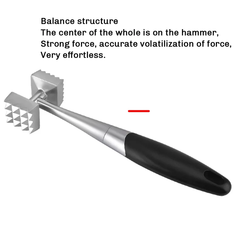 

A89Q-2-Piece Stainless Steel Double-Sided Meat Hammer Tenderizer Comfort Handle For Steak, Beef And Chicken