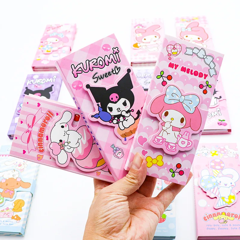 

16pcs Cartoon Sanrio Kuromi Melody Three Fold Note Book Message Book Memorandum Student Supplies Stationery Wholesale