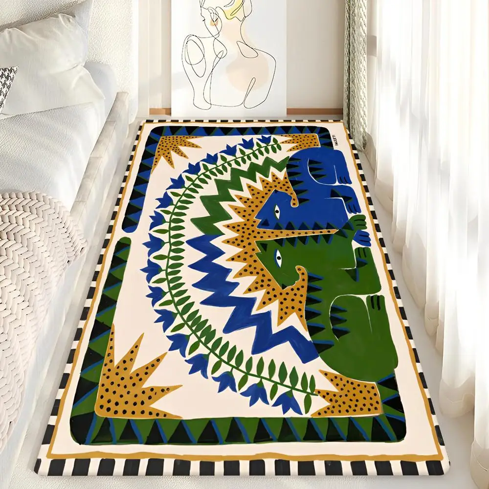 Ancient Egypt Tiger Leopard Floor Bathroom Mat Kids Room Bedroom Decoration Balcony Anti-Slip Doormat Living Room Welcome Rug