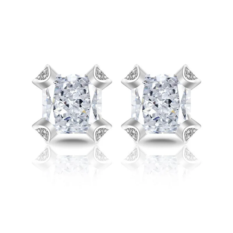 Apexelle Brand Trendy Jewelry Copper Stud Earrings For Women Inlaid Square Zircon Ear Pin Earring Stud Jewelry