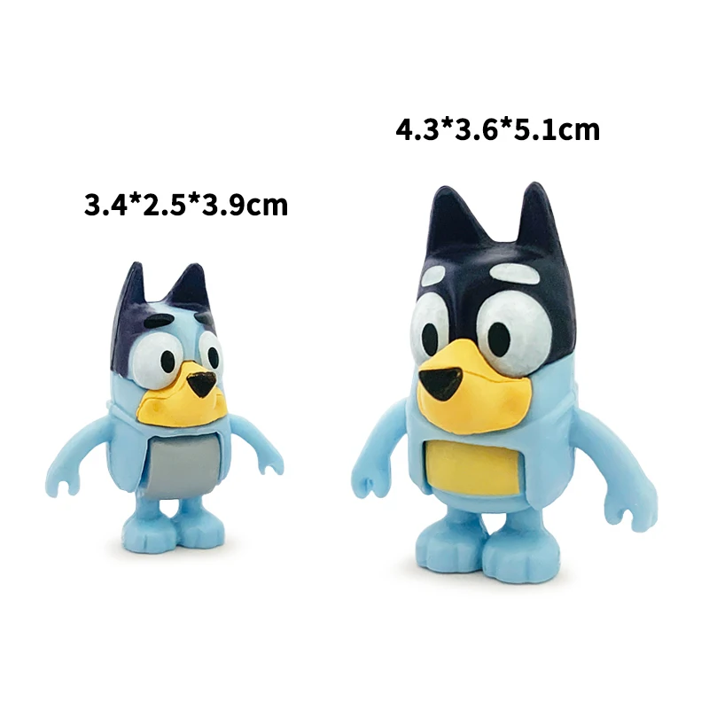 8-10 sztuk/zestaw Bluey Bingo rodzina rysunek Cartoon Anime Bluey cały PVC Model akcji figurka wisiorek zabawki dla dzieci prezenty