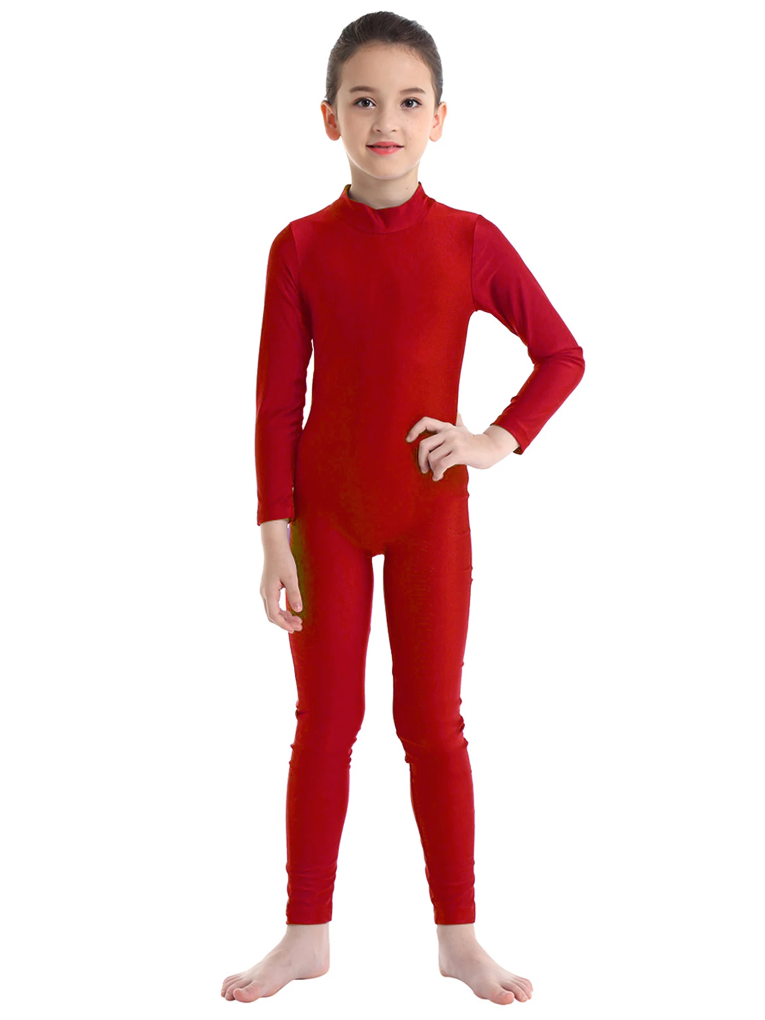 Ballet Dance Bodysuit para meninas, mangas compridas, corpo inteiro com zíper, collant ginástica, dancewear infantil, macacão unitard