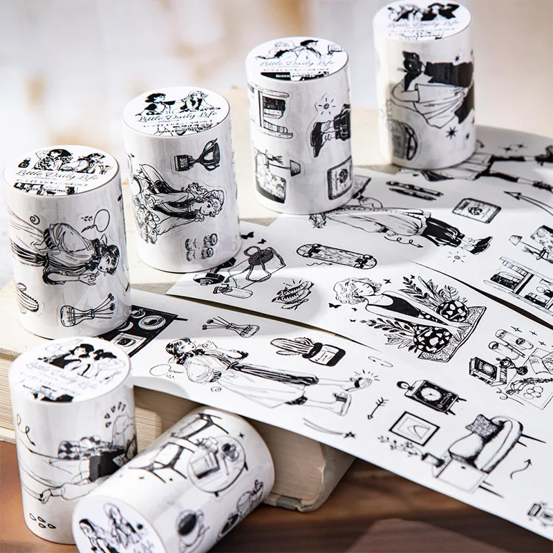 1 шт./1 лот, декоративные клейкие ленты, маленький ежедневный дневник, мусорный журнал, бумага «сделай сам», японская маскировка, наклейки для скрапбукинга