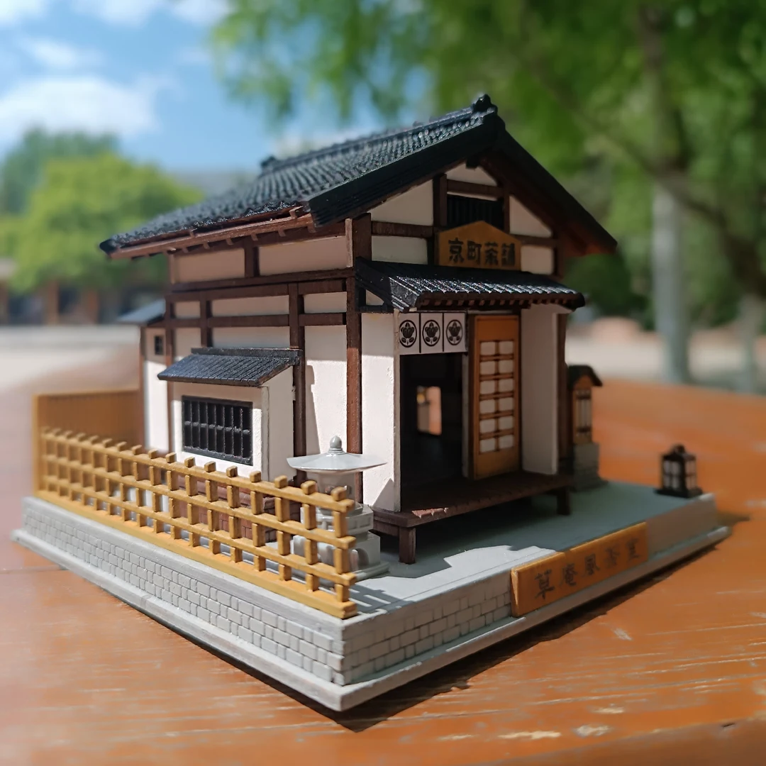 Nieuwe Diy Houten Miniatuur Model Kit Japanse Theesalon Casa Poppenhuizen 3d Puzzel Poppenhuis Met Meubelverlichting Vrienden Geschenken