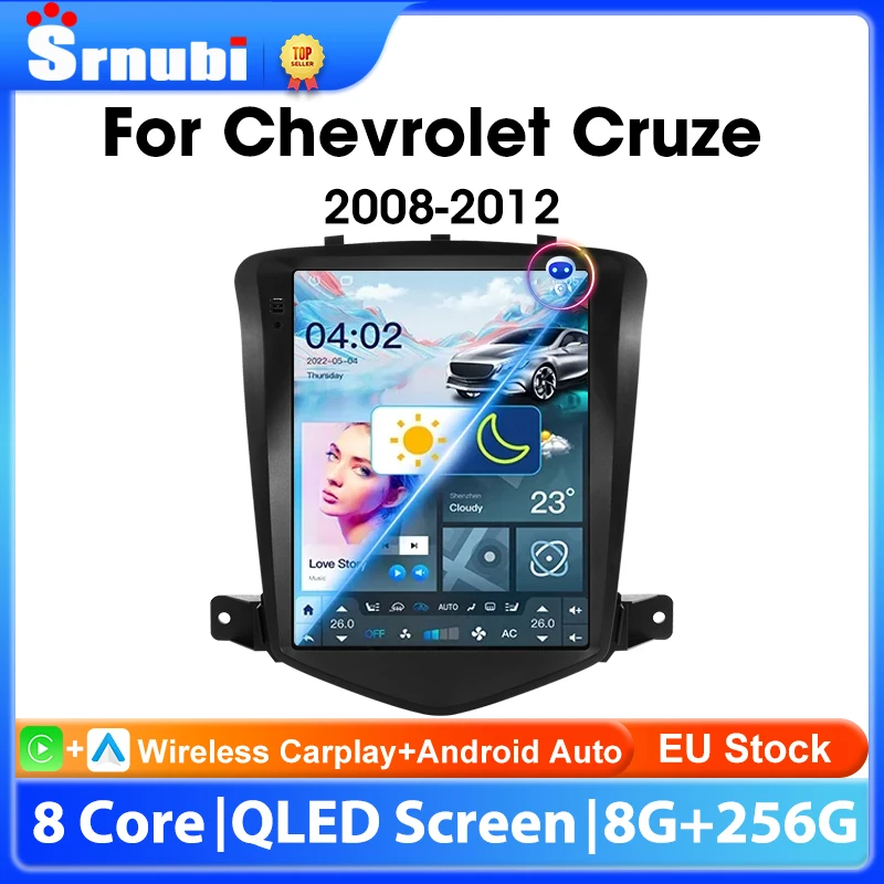 Srnubi 9,7 Zoll Android-Autoradio für Chevrolet Cruze J300 2008–2012 2-Din-Multimedia-Player, kabelloses Carplay, Android Auto-Kopfeinheit