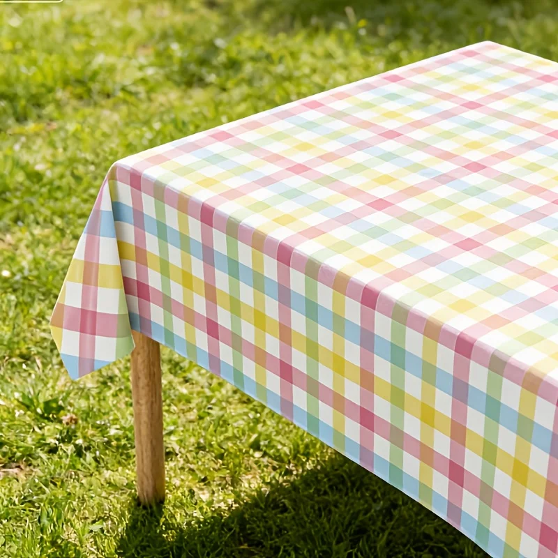 1/2/3/5pcs Checkered Tablecloth, Spring Holiday Party Decoration, Disposable Tablecloth, Restaurant Kitchen Decor