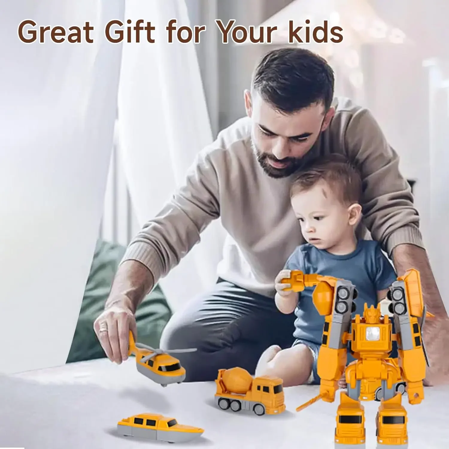 Magnetic Transform Engineering Car Converting Robot Assembled Toys Set with Storage Box DIY Assembled Educational Creativity Puz