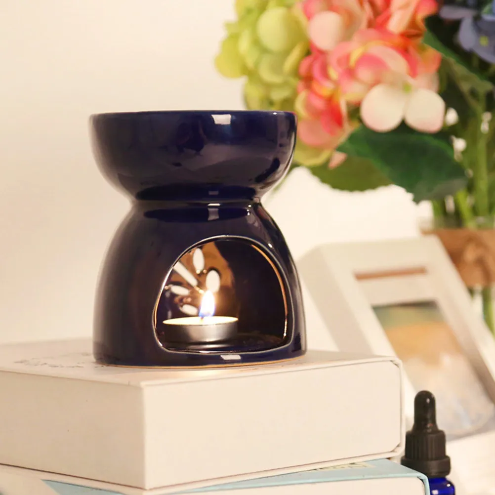 Ceramic Hollow Leaf Tea Light Holder High Temperature Resistant Essential Oil Burner with Flat Base for Stable Standing Wall