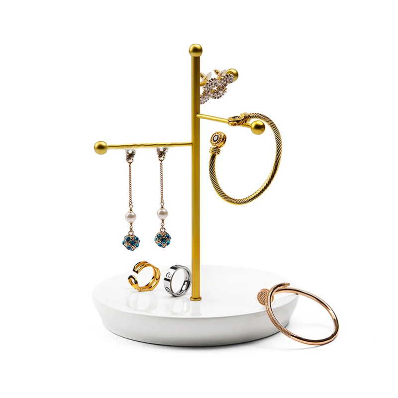 Oirlv Resin Jewelry Display with Metal Holder Bar Ring Earring Bracelet Display Stand for Jewelry Organizer Showcase