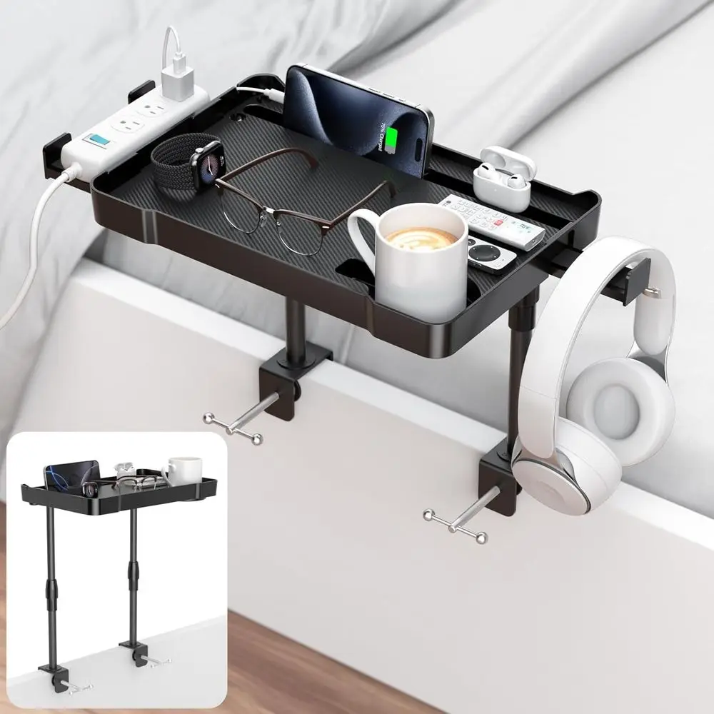 

Bedside Shelf Bunk Bed Shelf Bedside Organizer Adjustable Height Top Bunk Bed Accessories Nightstand Tray with Cup Holder