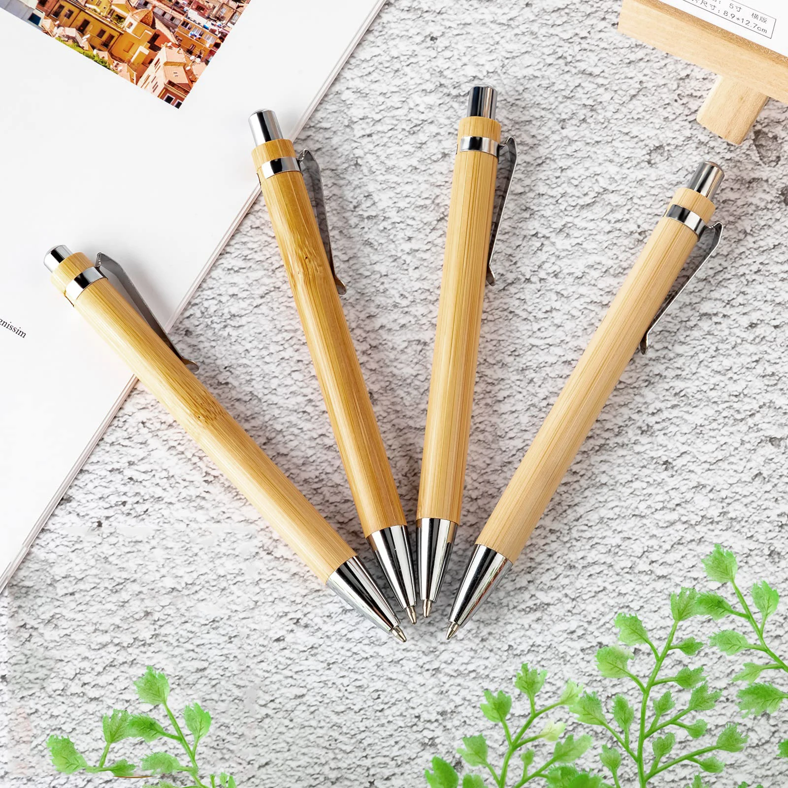 80Pcs Bamboo penna a sfera grossisti forniture per ufficio e scuola penne e forniture per la scrittura regali penna di bambù