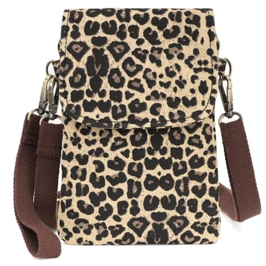 

Vintage Embroidered Canvas Flip Small Crossbody Bag Cell Phone Pouch for Women Wristlet Wallet Bag Coin Purse