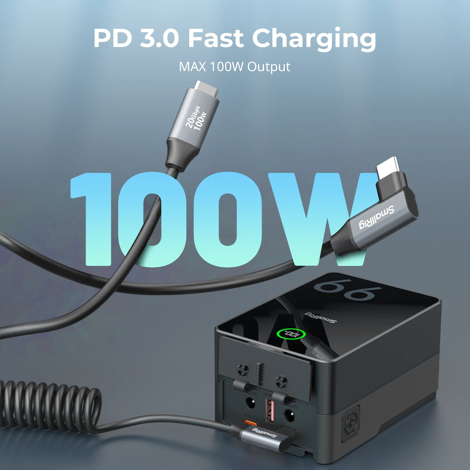 SmallRig USB-C do USB-C Zwijany kabel do transmisji danych Obsługa szybkiego transferu danych 20 Gb/s i PD 100 W Szybkie ładowanie aparatu 4793/4792 — zdjęcie produktu 3